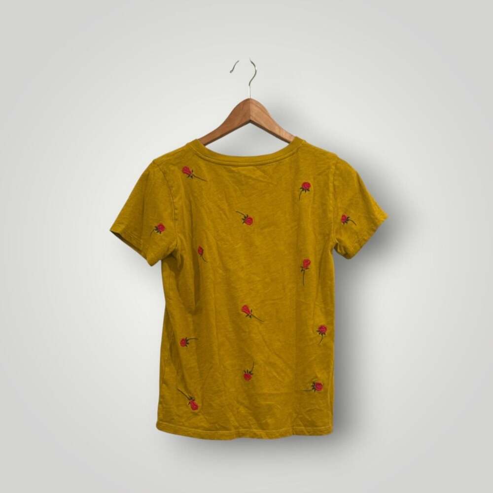 J. Crew Embroidered Rose Crewneck Tee - Mustard Yellow - XS - Picture 2 of 4